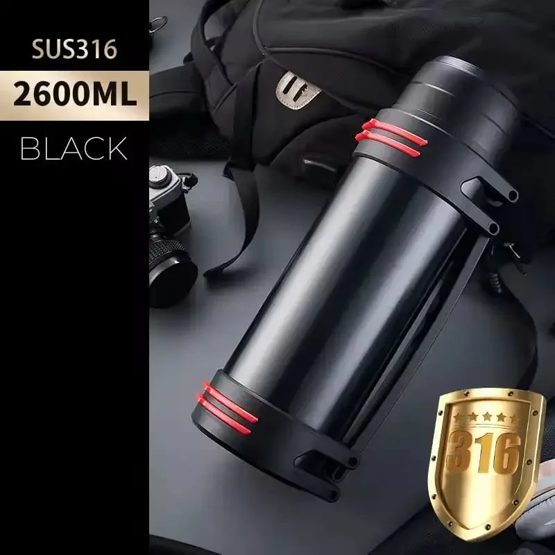 Original 2600ML Stainless Steel Vacuum Thermos Bottle with Cup | Large Capacity Insulated Flask 24 Hours Hot & Cold Water Bottle