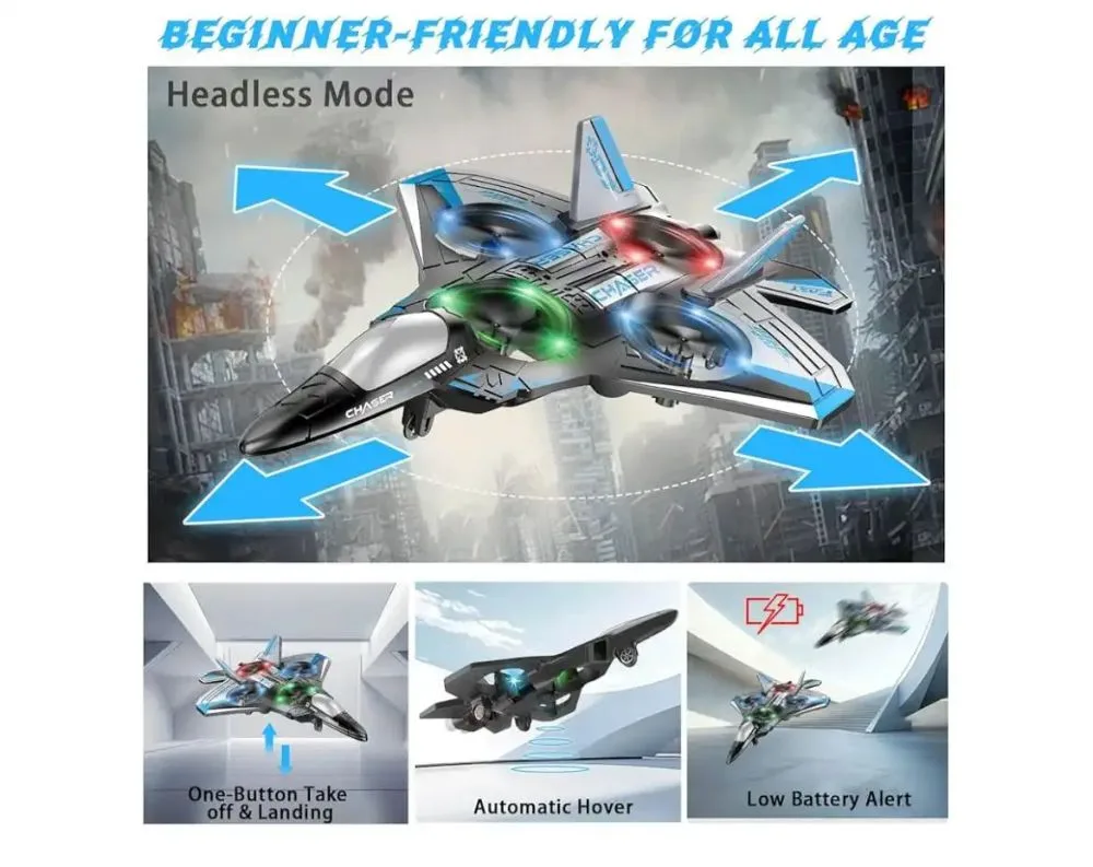 4DRC Remote Control Aircraft Drone Jet – Rechargeable RC Flying Drone with LED Lights for Kids & Adults